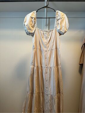 Women's Cream Puff-Sleeve Tiered Maxi Dress